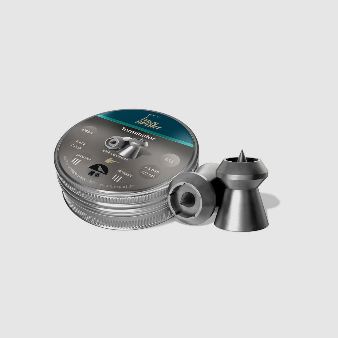H&N Terminator Diabolo, Hohlspitz, Jagd, 0,47 g,  Kaliber 4,5 mm, 400 StĂĽck