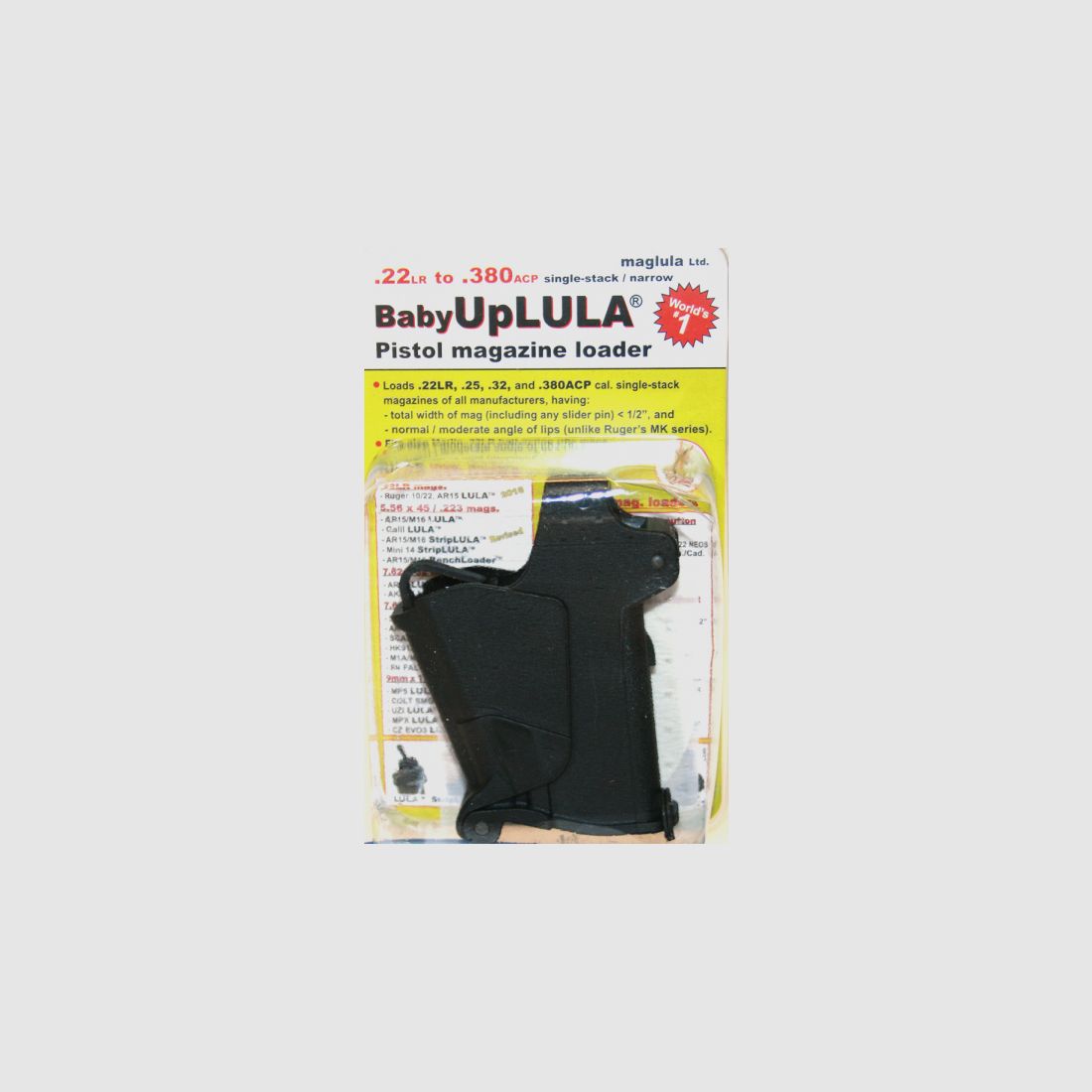 NEU! Maglula BABYUplula Universal Ladehilfe für KK 22lr lfb - 380 A. Magazine Einreihig SINGLE-STACK