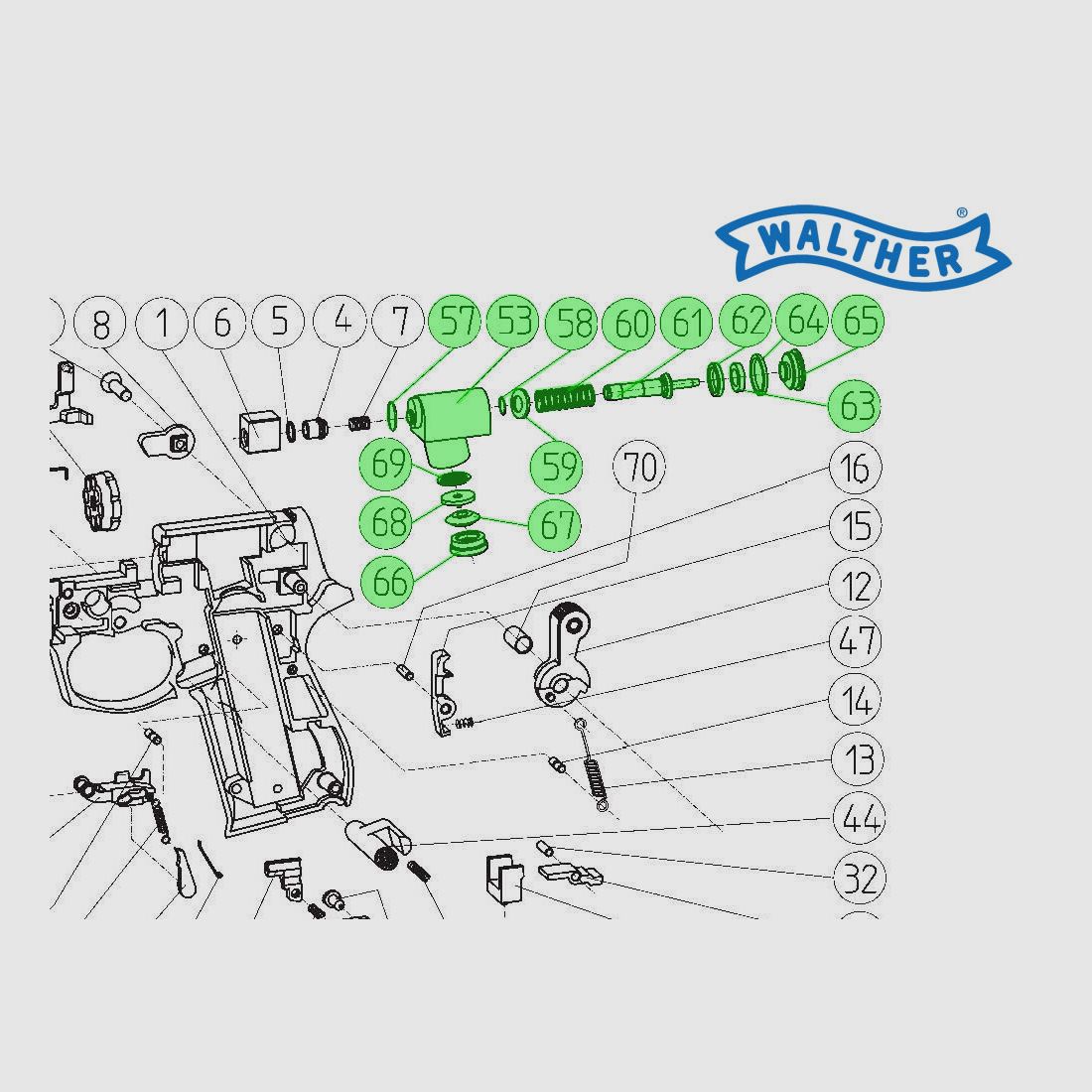 Ventil komplett fĂĽr CO2 Pistole Walther CP88 und Beretta 92FS, Ersatzteil