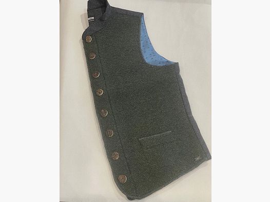 Pezzo Schafwollweste mit Lodenkragen und Lodenrücken für Herren Handgestrickt in Oliv