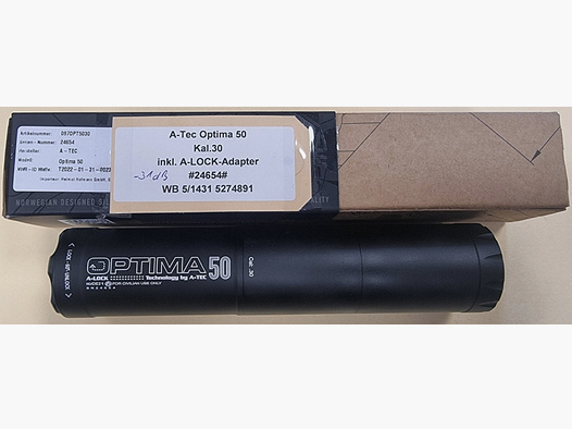 A-Tec Optima 50 A-Lock Kal.30 5/1431 Overbarrel Schalldämpfer Gewindeadapter M18x1 oder 5/8x24