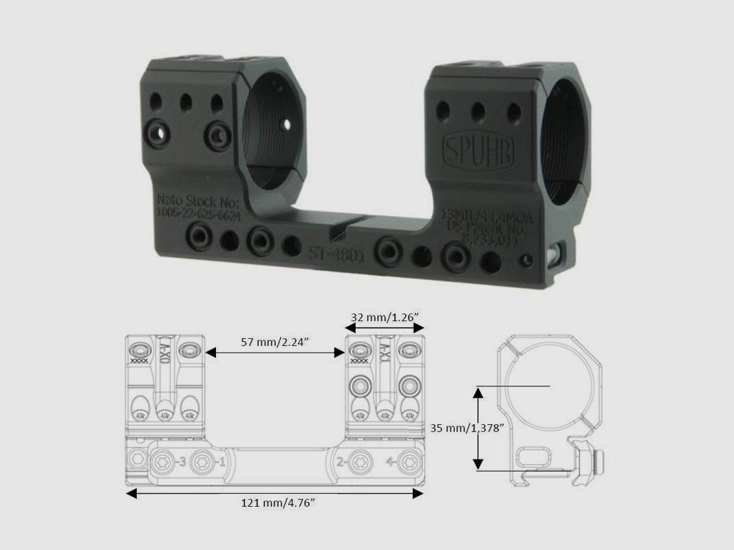 SPUHR MONTAGE MONOBLOC ST 4801 34mm 13mil TIKKA/SAKO TRG, Bild 2 von 2