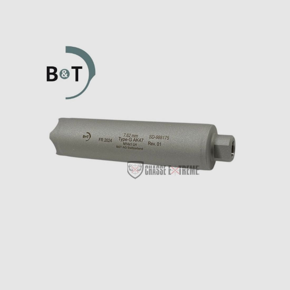 Silencieux B&T GRS Inconel M14x1 Cal 308 Win Gaucher