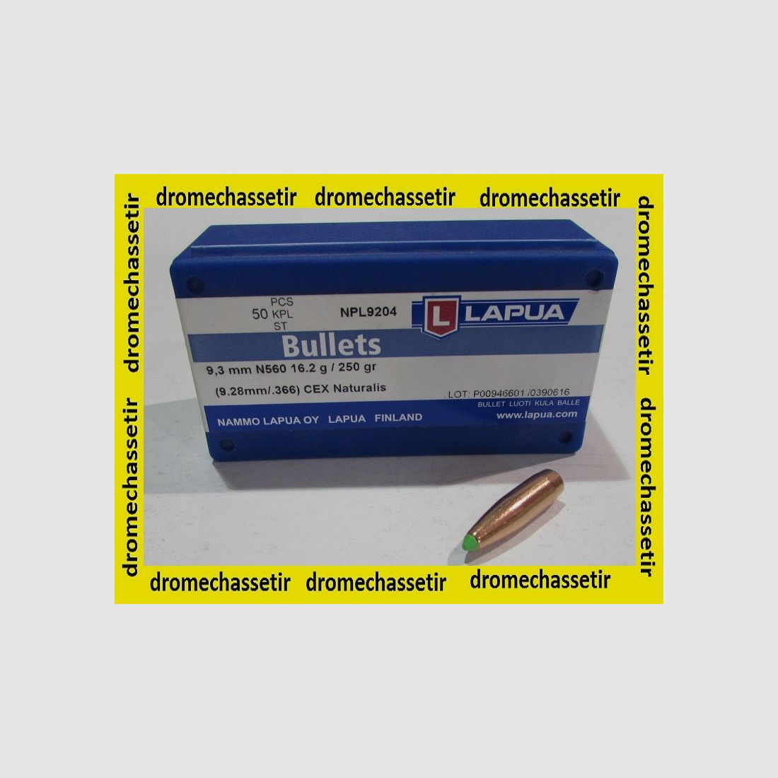 Box mit 50 Geschossen Lapua Naturalis, Kal. 9,3mm, Gewicht 250 Grain