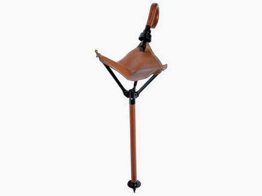 Verstellbare Sitzkanne aus Leder und Maulbeerbaum - Einstellbar von 87 bis 104 cm - Maximalbelastung 120 kg