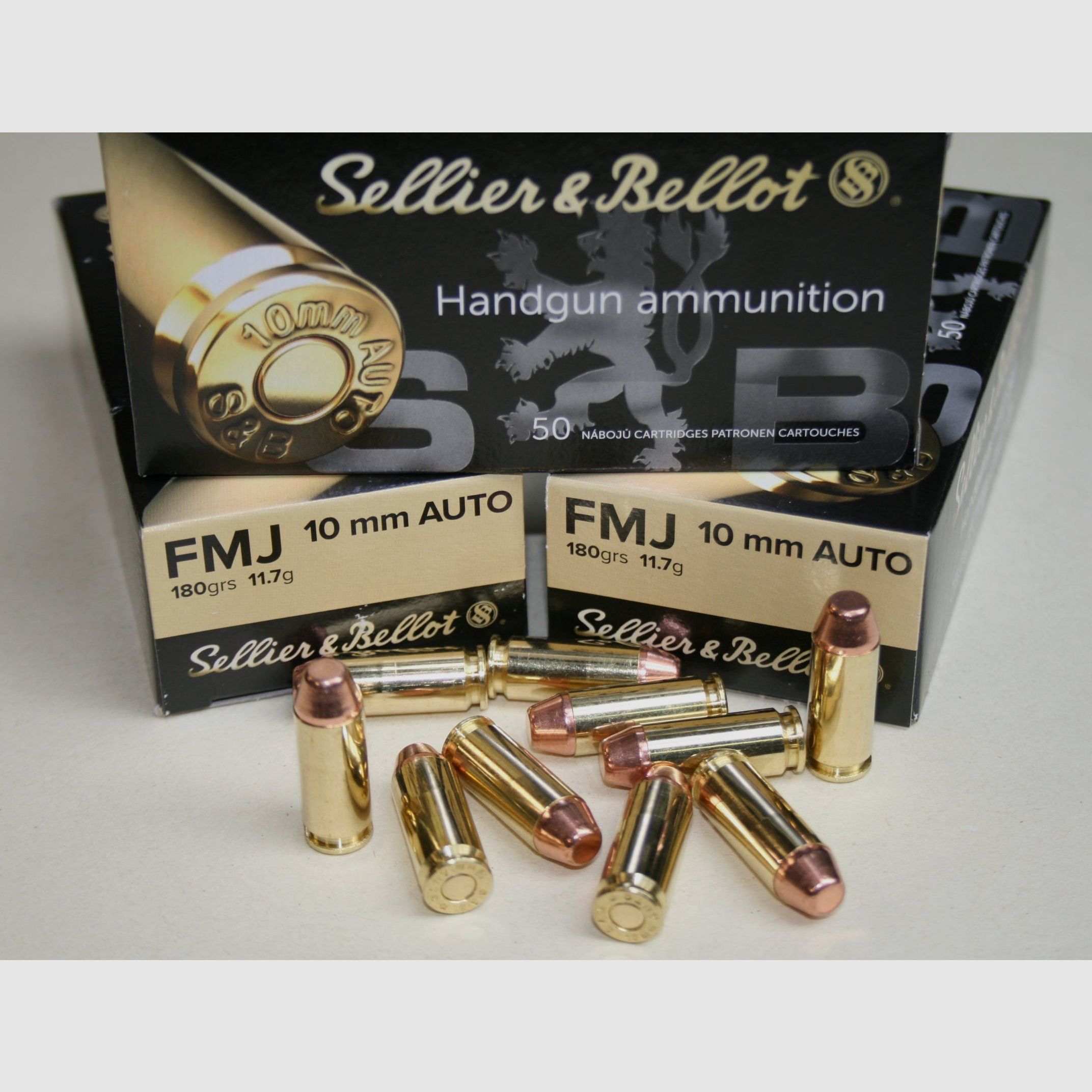 Sellier Bellot Munition Kal. 10mm Auto FMJ Flachkopf 180 grs, 50 Stück