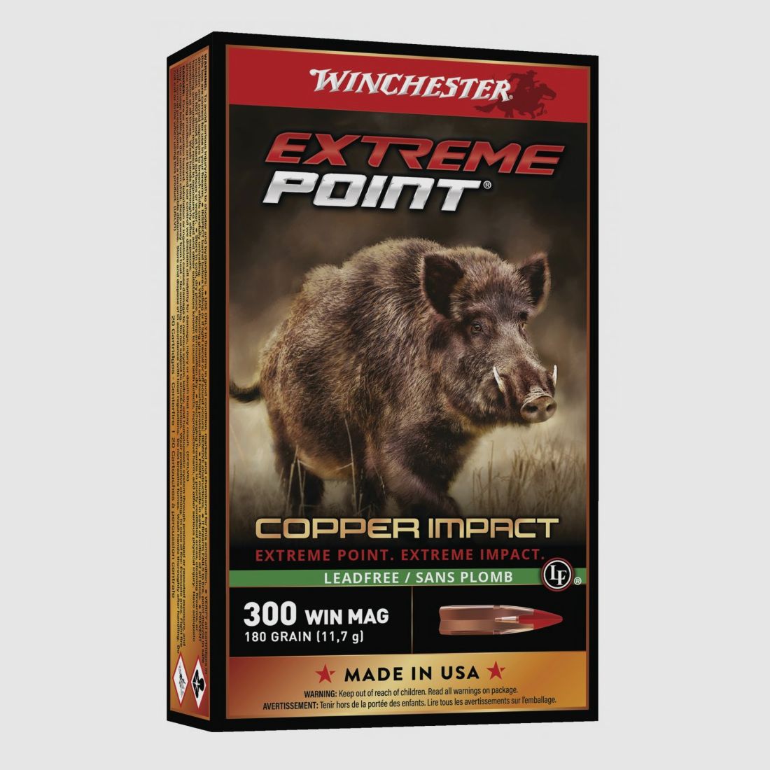 Doos van 20 Winchester Extreme Point loodvrije patronen kal. 300 Win Mag 180gr 11,66gr