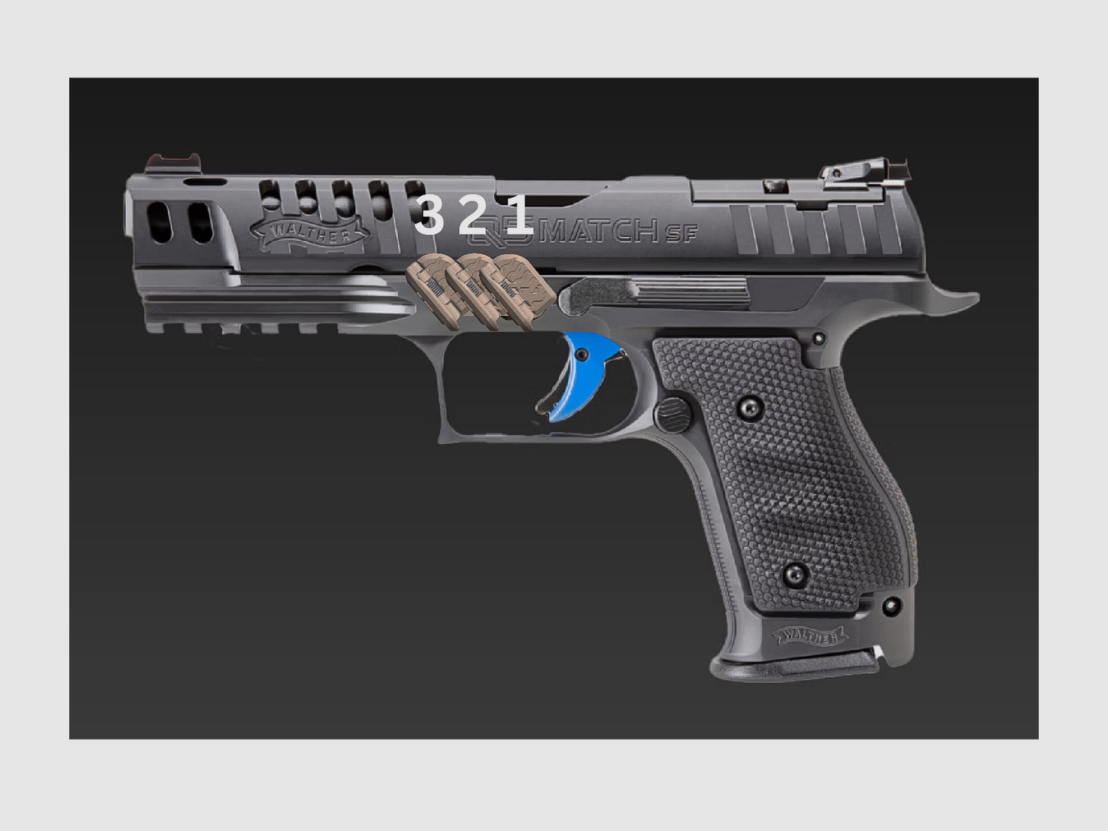 Grip Control Walther Steel Frame, folding thumb support for the support hand, left side for right-handed users