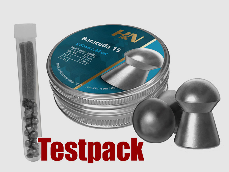 Testpack Rundkopf Diabolos H&N Baracuda 15 Jagd Kaliber 5,52 mm 1,03 g glatt 20 StĂĽck