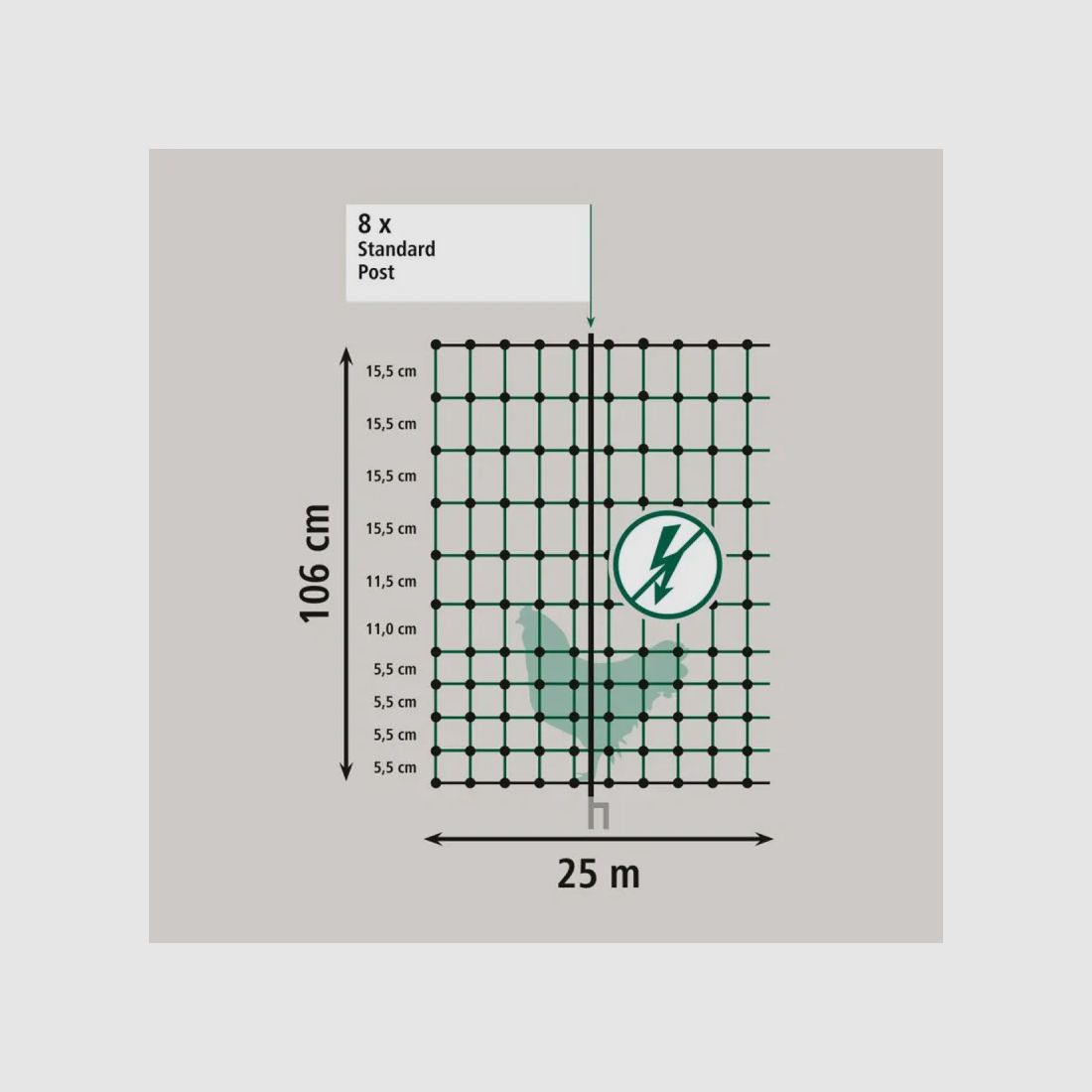 Filet poule non électrifiable H106 cm Longueur 25 m double, image 9 sur 12