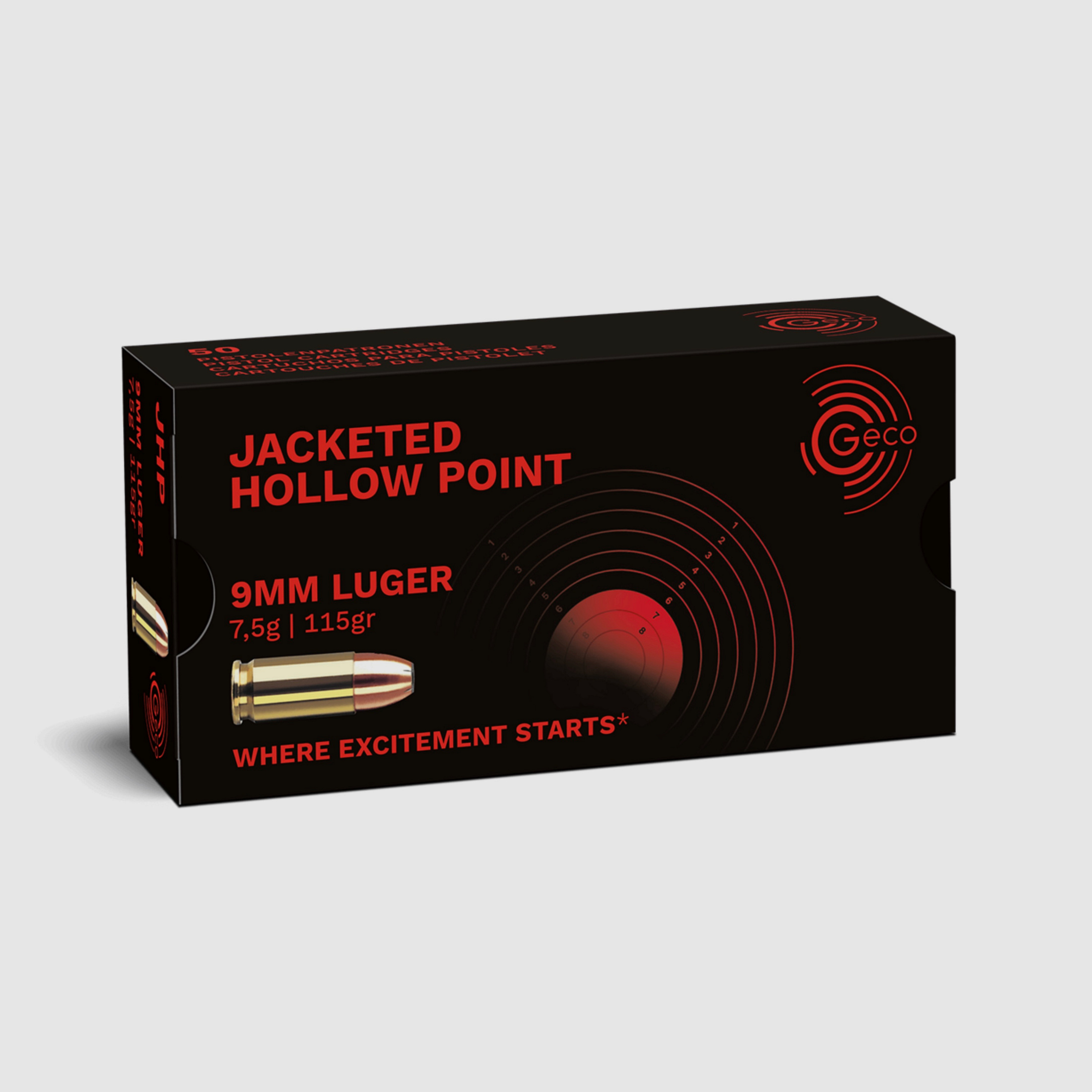 Geco 9 mm Luger 2317707 Hohlspitz 7,5g 115grs. Kurzwaffenmunition