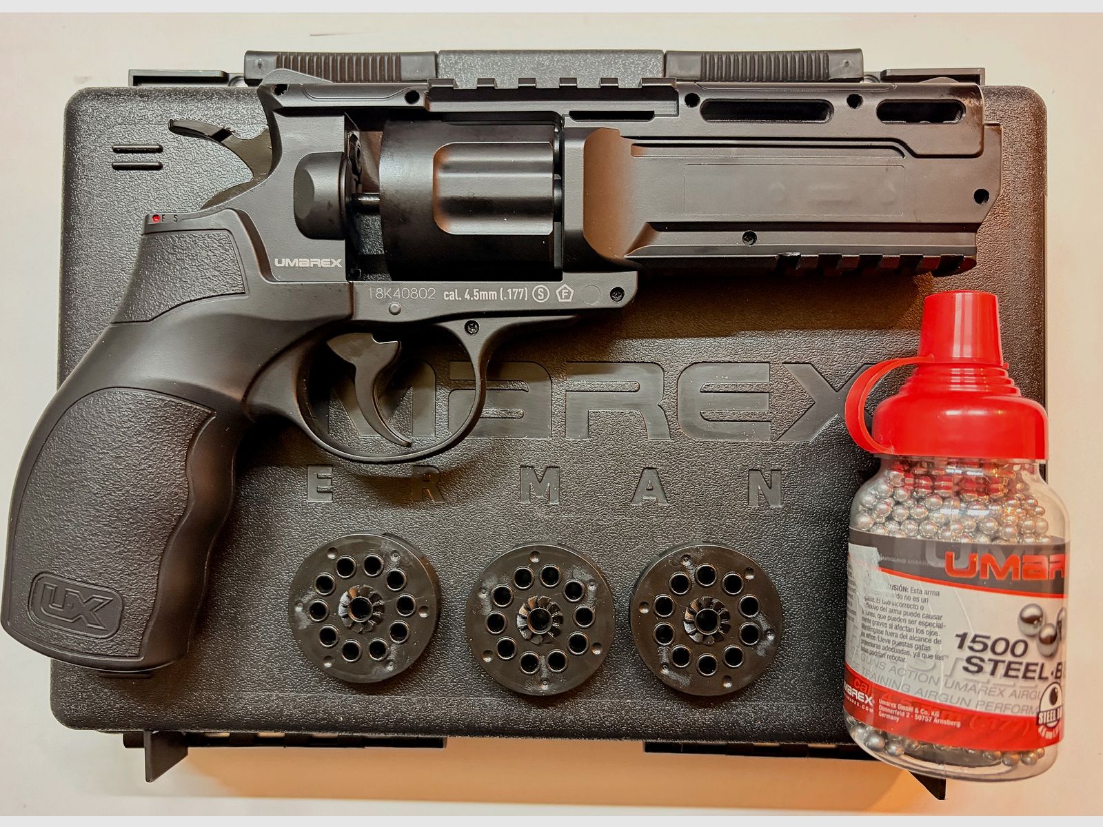 Umarex UX Tornado .44 Super Magnum CO₂ revolver 4,5 mm BB – set completo incl. maletín y accesorios