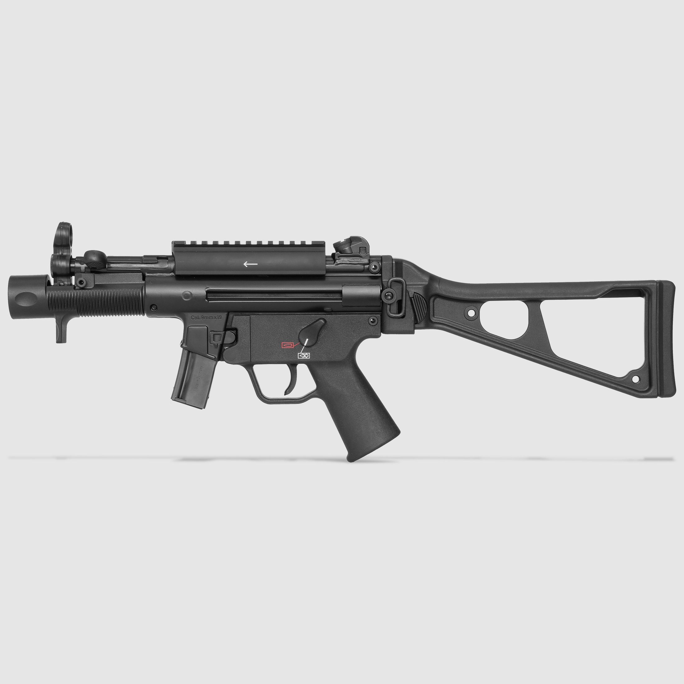 Heckler & Koch SP5K met schoudersteun + Picatinny, kaliber 9mm Luger || Pistool