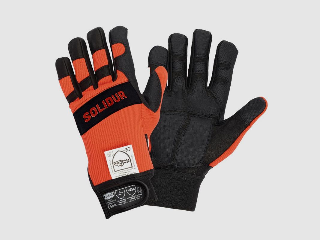 Solidur Handschuhe orange Klasse 1 Kettensägen-Schutz, Bild 1 von 4