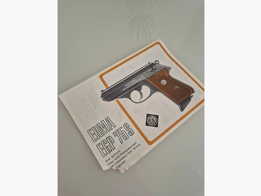 Manuel d'origine pour ERMA EGP 75s pièce de collection extrêmement rare !