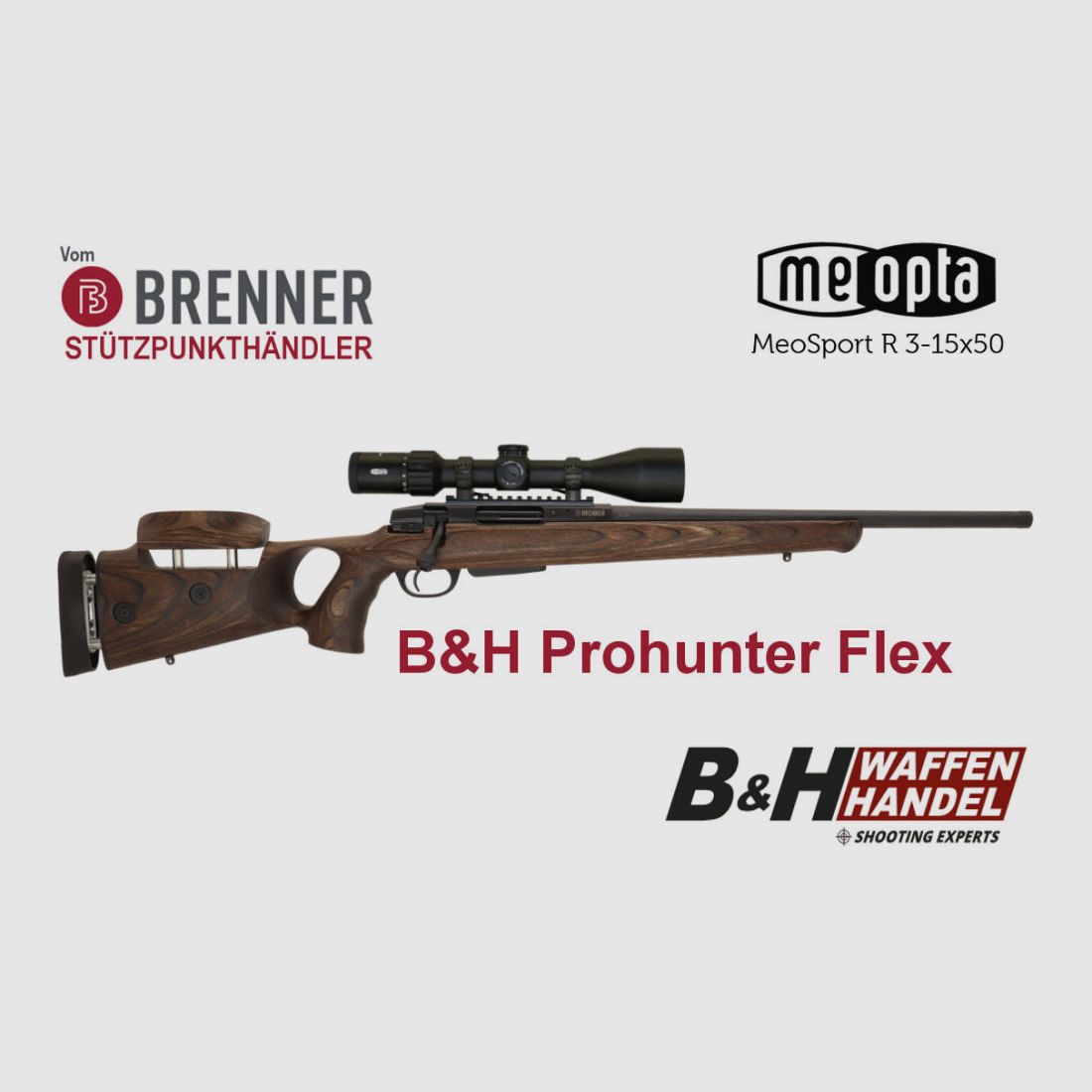 Brenner BR20 B&H Prohunter Flex Lochschaft Komplettpaket mit Meopta Meosport 3-15x50 Jagdbüchse