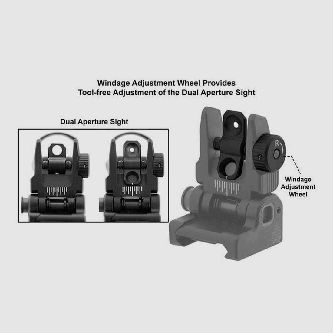 Mirilla Flip Up – AR15 – AR10, imagen 3 de 4