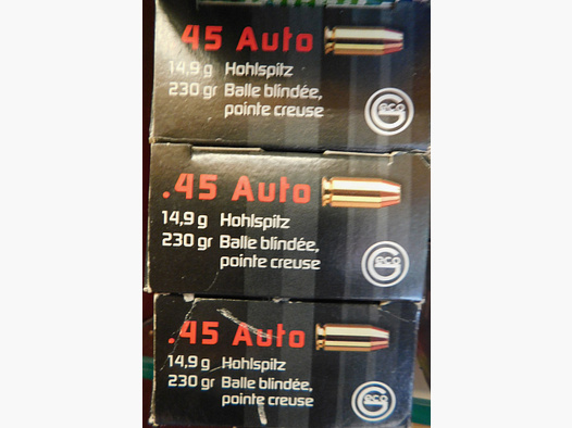 50 Schuss Geco .45 Auto Jacketed Hollow Point 14,9g Versandkostenfrei