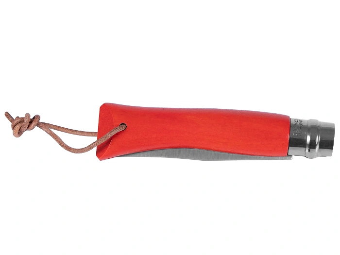 Cuchillo Opinel Colorama 07 de acero inoxidable con mango de carpe naranja y cordón de cuero (002208), imagen 3 de 10