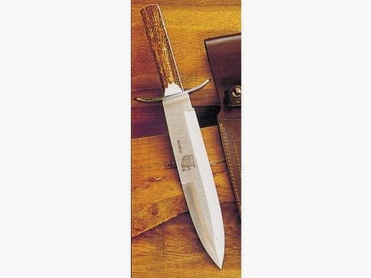 Akah Abfangmesser mit Horngriff und 24 cm 440er Edelstahlklinge – inklusive Lederscheide