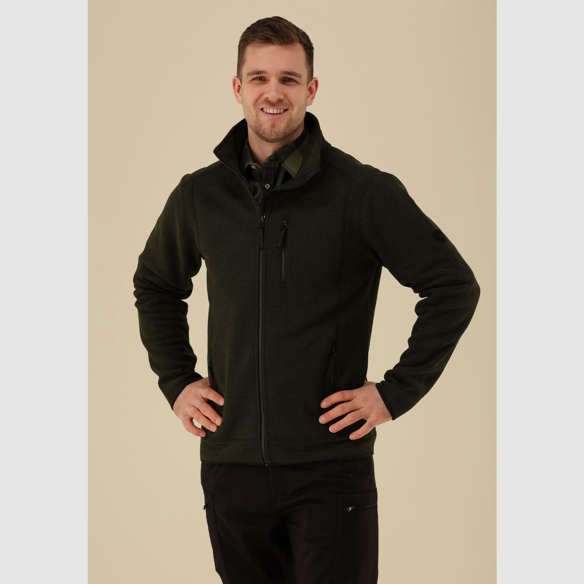 Tom Collins Fleecejacke mit Stehkragen Olive, Bild 1 von 2