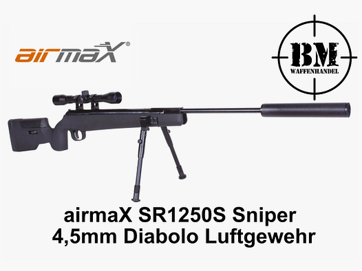 airmaX Luftgewehr SR1250S Sniper 4,5mm (.177) Diabolo Knicklauf Druckluft