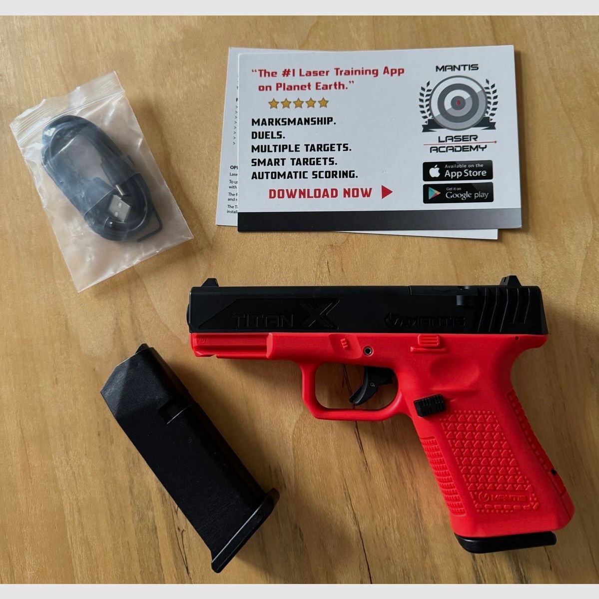 Mantis Titan X 701 laser dry-fire training pistol (like Glock 19)