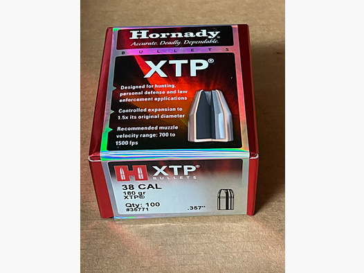 100 Geschosse Hornady .357 180 gr XTP / HP