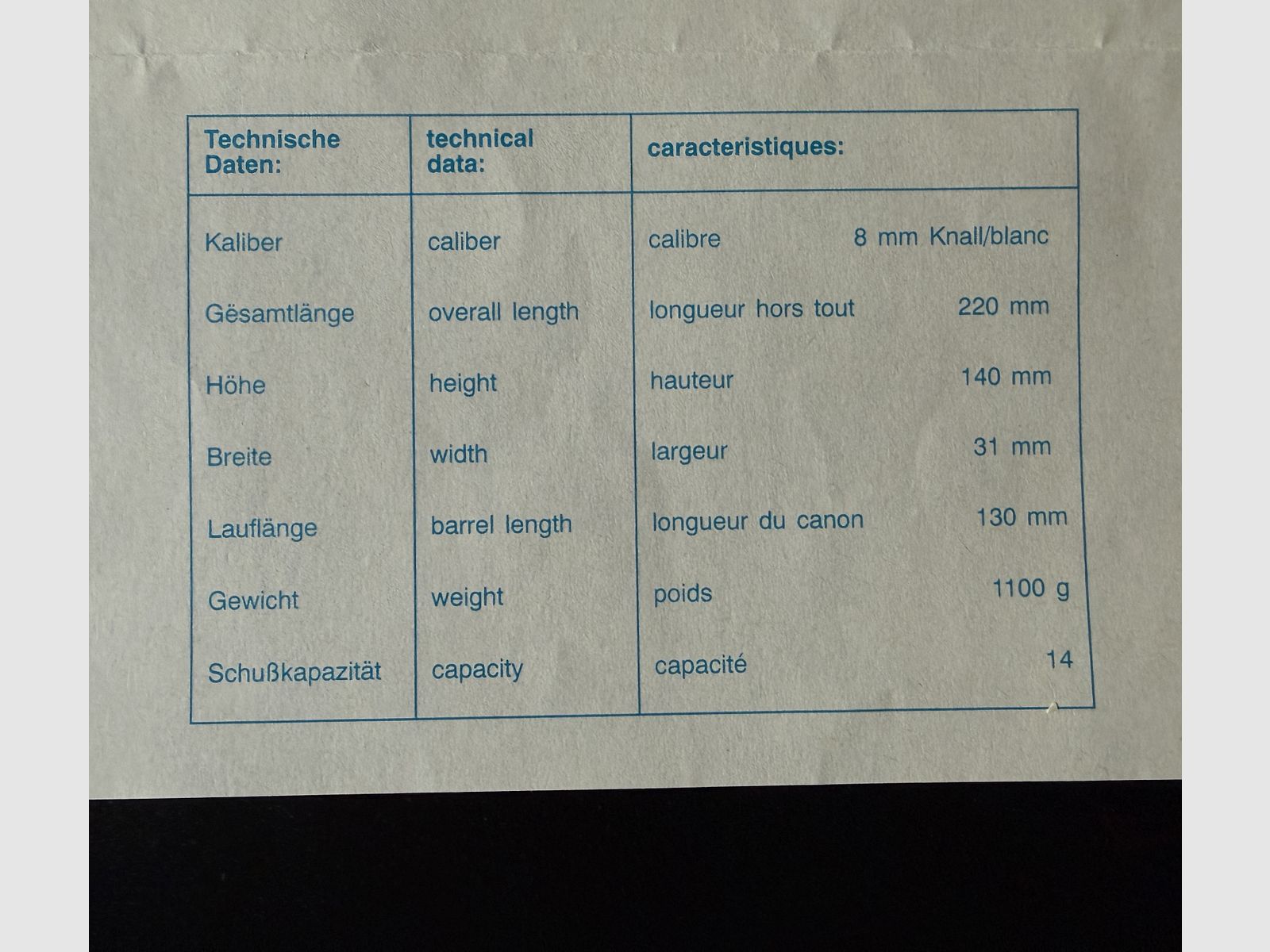 UMAREX Brigadier Cal. 8 Knall/blanc Schreckschusspistole