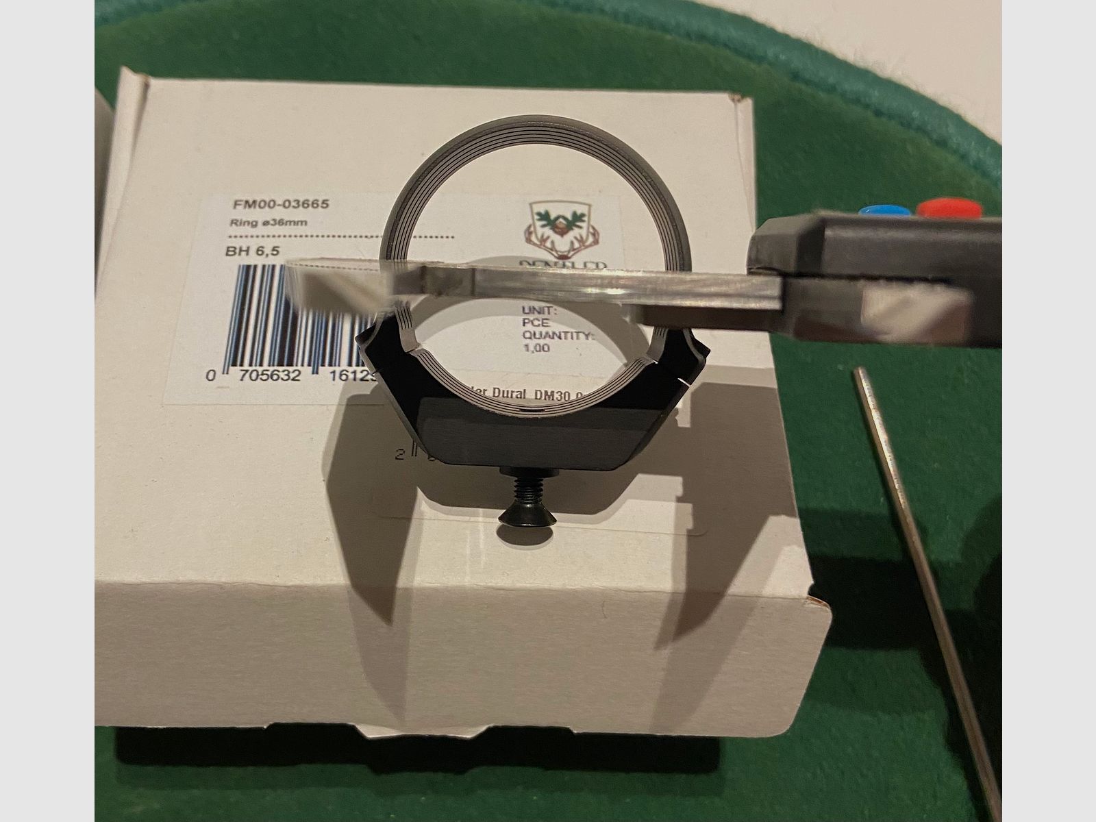 Anneau de montage Dentler - 1x anneau de module BASIS Ø 36 mm BH = 6,5 mm (Aluminium)