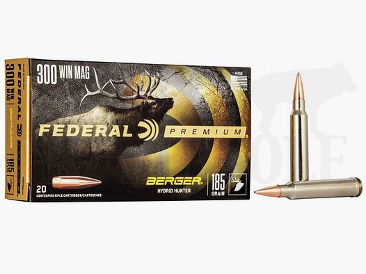 .300 Winchester Magnum 185 gr / 12,0 g Federal Berger Hybrid Hunter Patronen 20 Stück