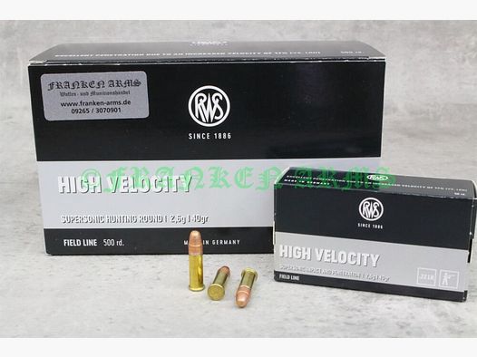 RWS Haute Vitesse .22LR 40gr. 2,6g 50 pièces Haute Vitesse