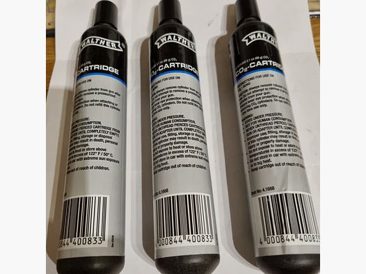 3xWalther 88 gram CO2 capsule for CO2 weapons