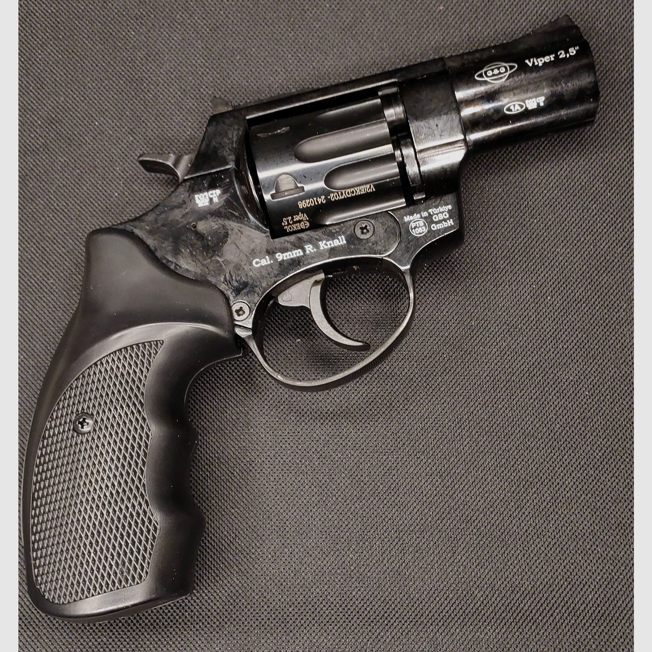 Ekol Viper 2,5 Zoll Schreckschuss Revolver Schwarz 9 mm R.K. (PTB 1063) Stahltrommel