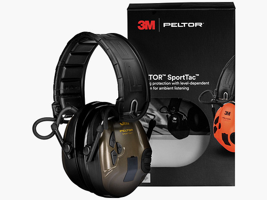 3M Peltor SportTac active hearing protection with folding headband, green/orange *NEW*
