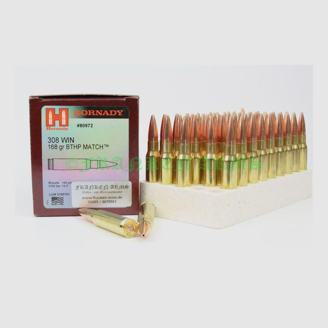 Hornady	 Match BTHP .308 Win. 168gr 10,9g 50 Stück Staffelpreis