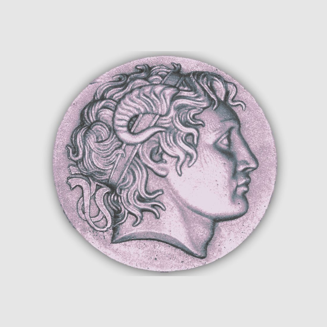 Motiv-Gürtelschnalle mit Ledergürtel seltenes klassisches Motiv  3d Flachrelief - Alexander der Große - 