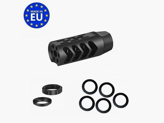 Premium 4-Kammern Mündungsbremse mit M15x1 Gewinde für Kaliber bis 8,3 mm Ø