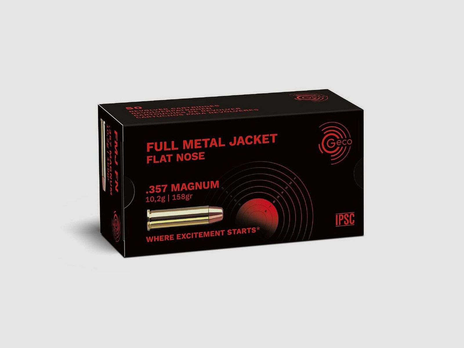 GECO .357 Magnum Full Metal Jacket Flat Nose 10,2g/158gr 50Stk.