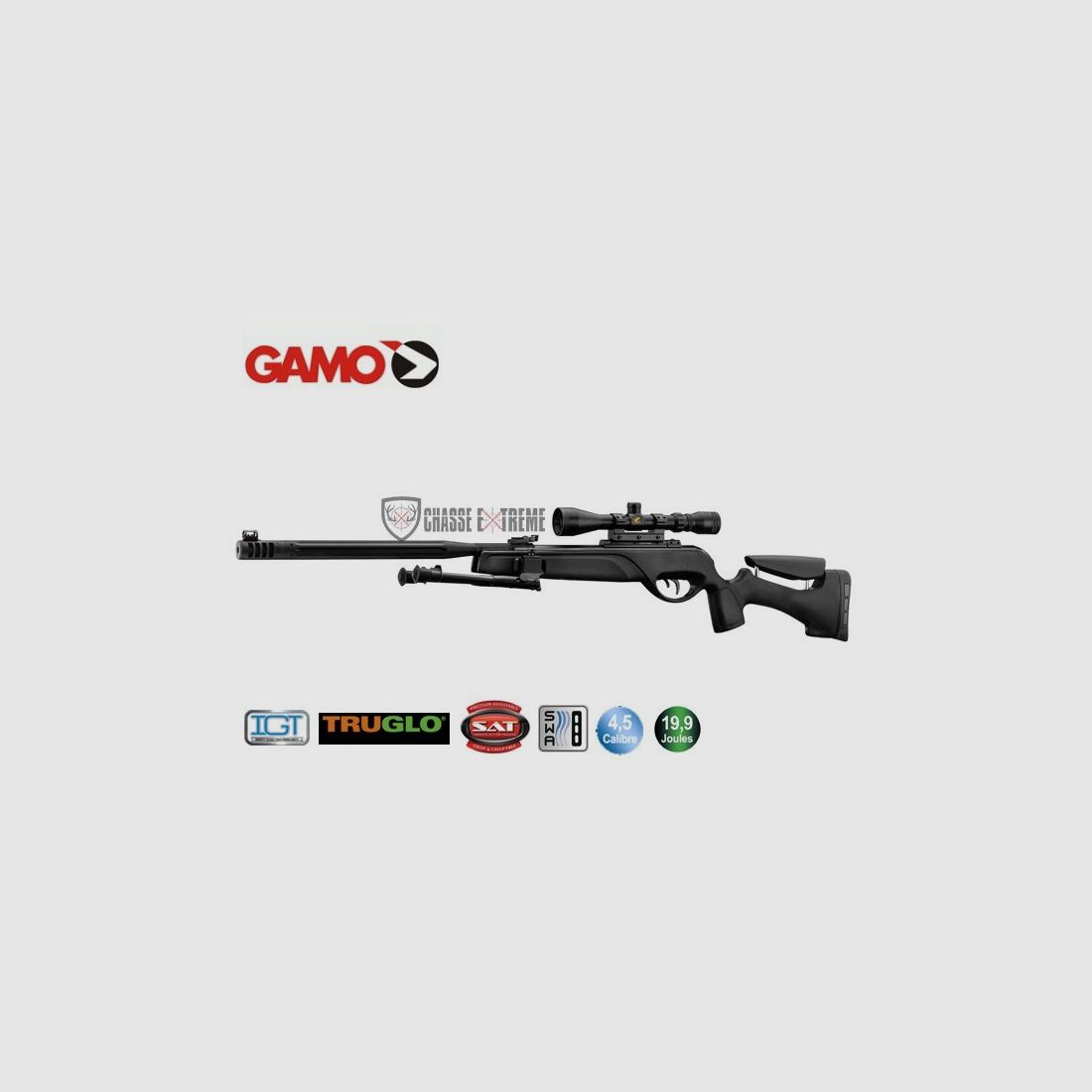 GAMO Hpa Igt 19,9 Joule 4,5 mm + Zielfernrohr 3-9 X 40 Wr + Zweibein, Bild 1 von 4