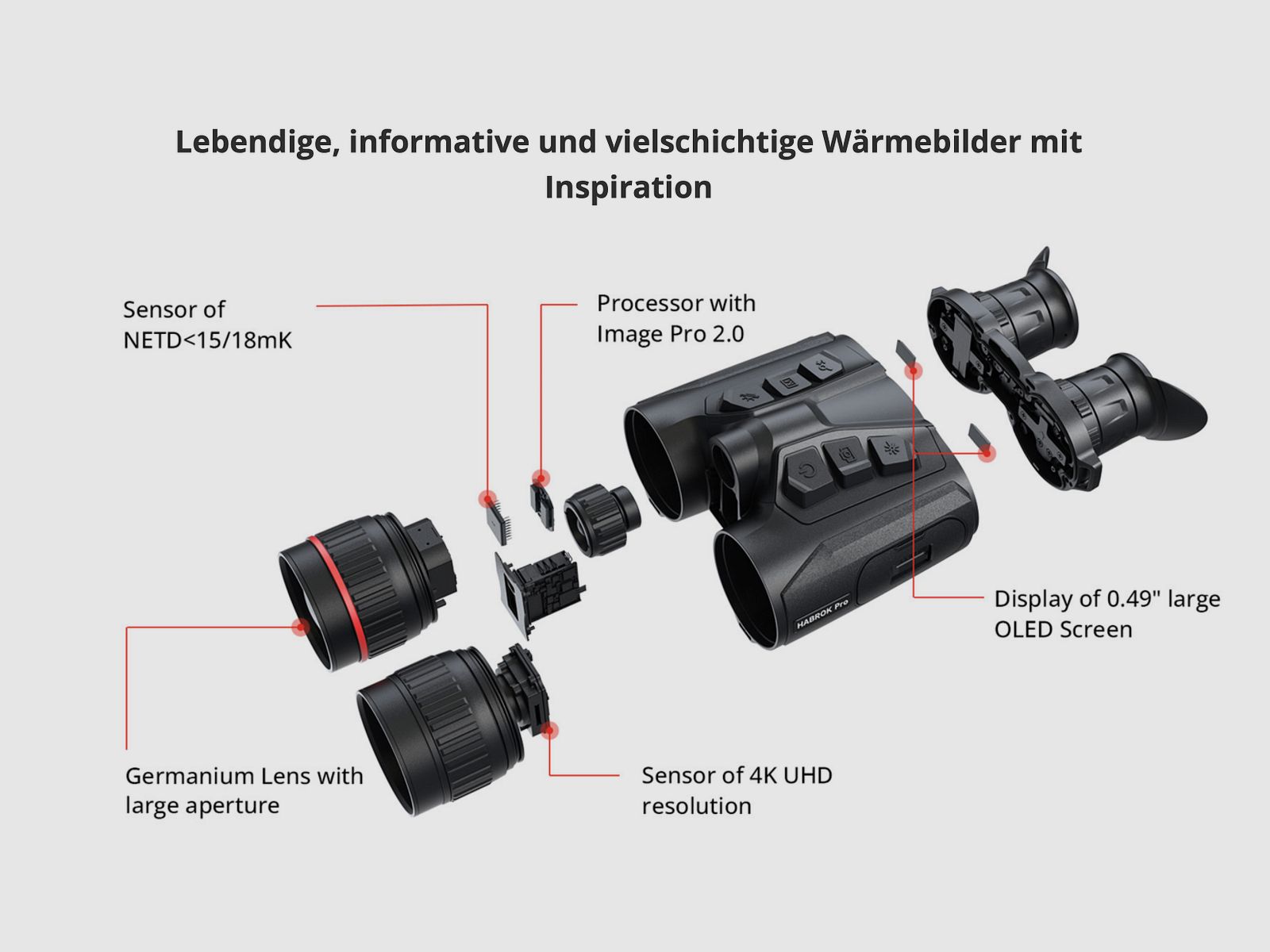 Hikmicro Binocular Habrok Pro HQ50L imagen térmica/visión nocturna/cámara digital 850Nm 3840 × 2160