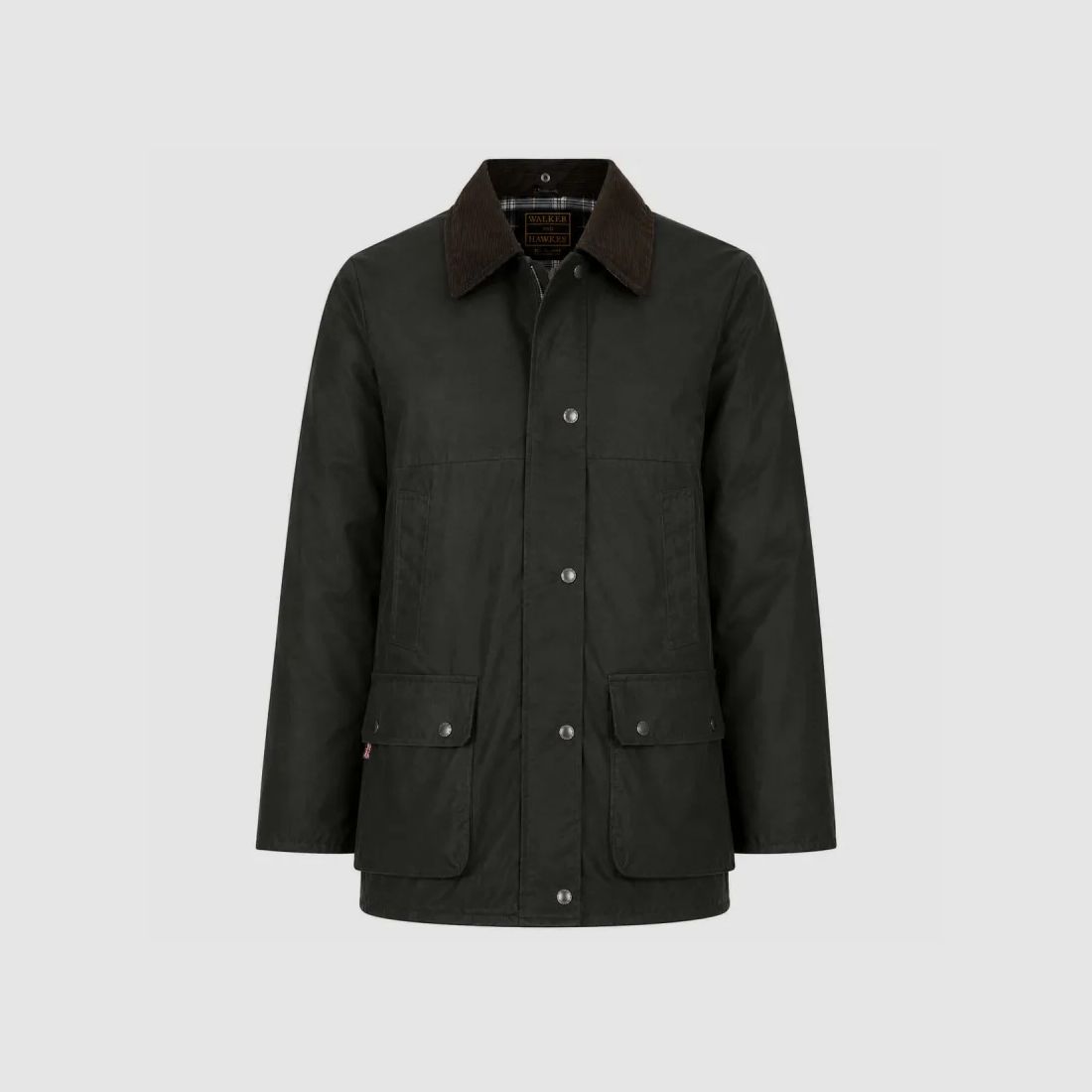 Women's waxed cotton jacket Walker & Hawkes Kirkstall olive green, image 2 of 18