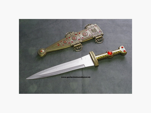NEUHEIT Dolch Pugio Römer mit Scheide Goldbronze Vollmetall schwer