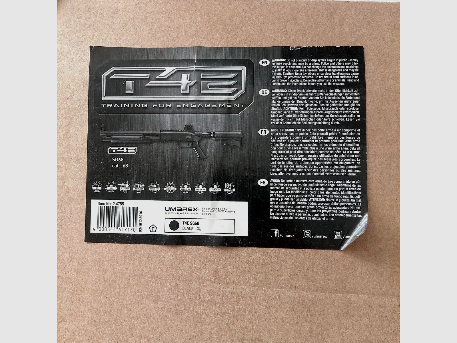 Umarex T4E SG68 RAM-Waffe (Real Action Marker) CA. 68
