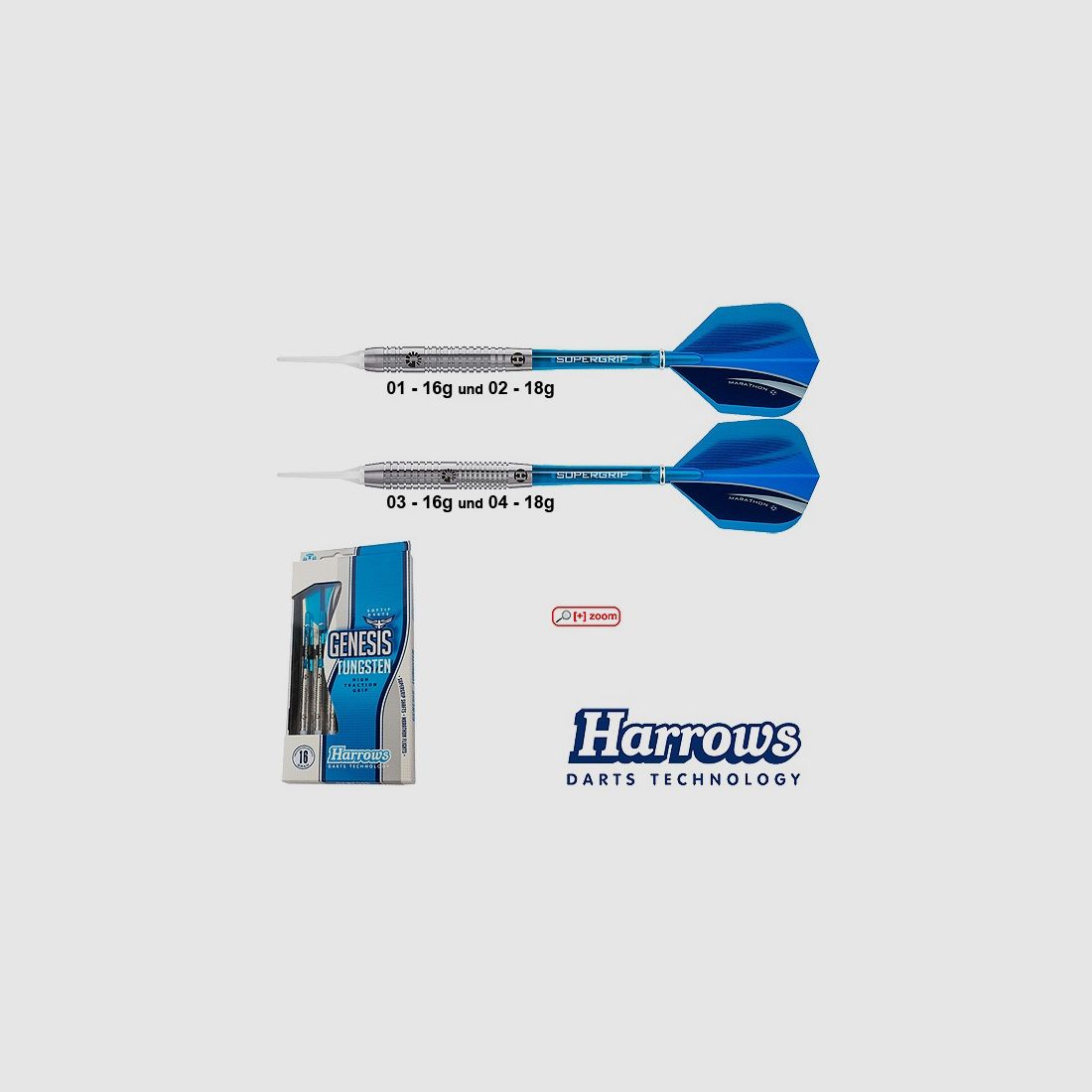 Harrows-Darts-Technology Genesis Tungsten Soft 16g Dart & Zubehör