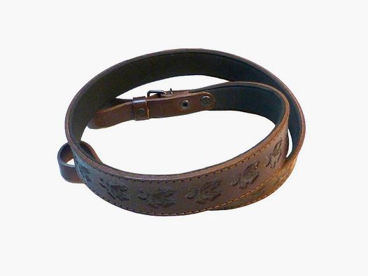 Decorative leather gun sling / oak leaves