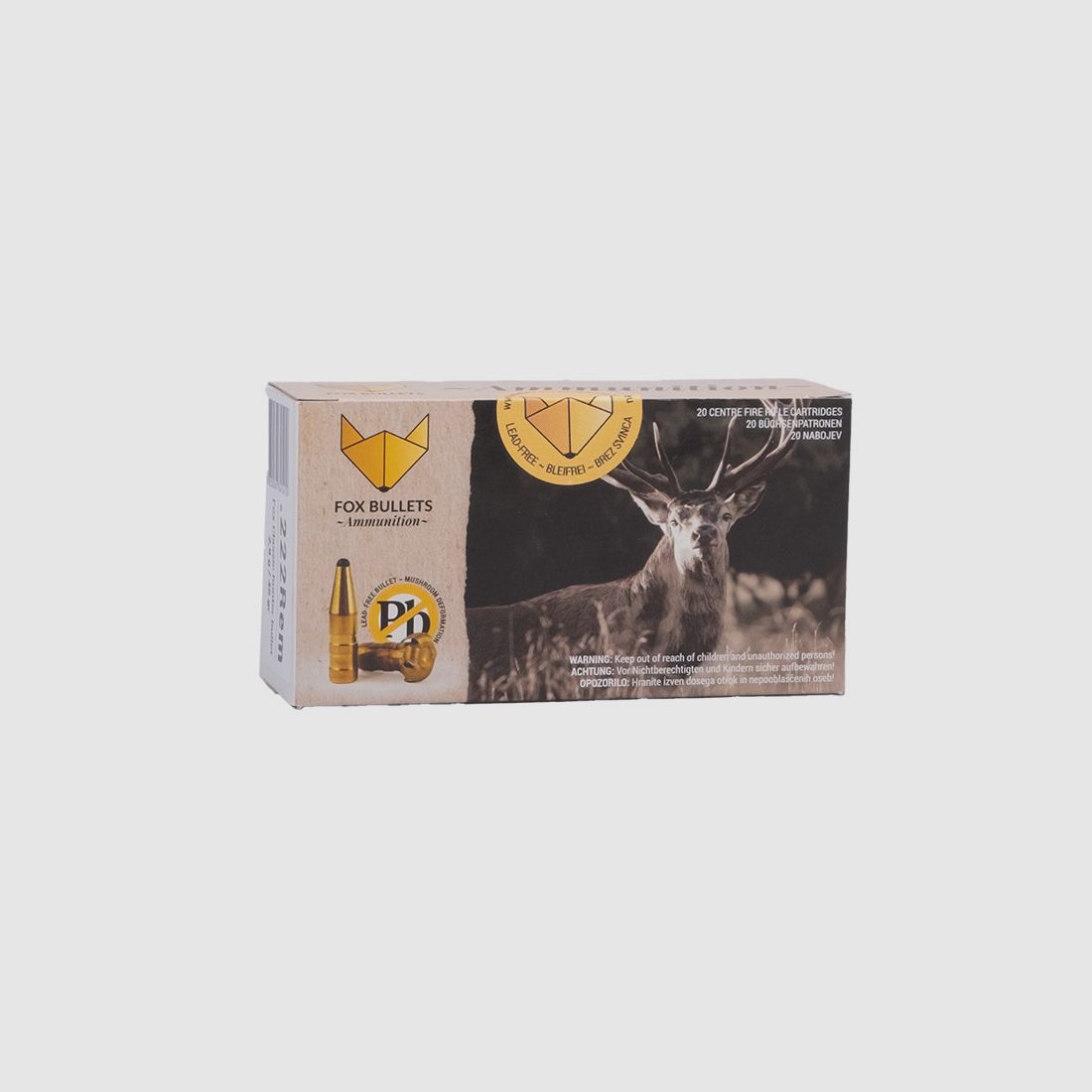 Fox-Bullets .222 Rem. Hunter Classic 2,9g/45gr Büchsenpatronen Bleifrei