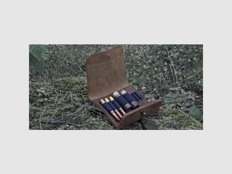 Forest owl rifle nubuck leather cartridge case