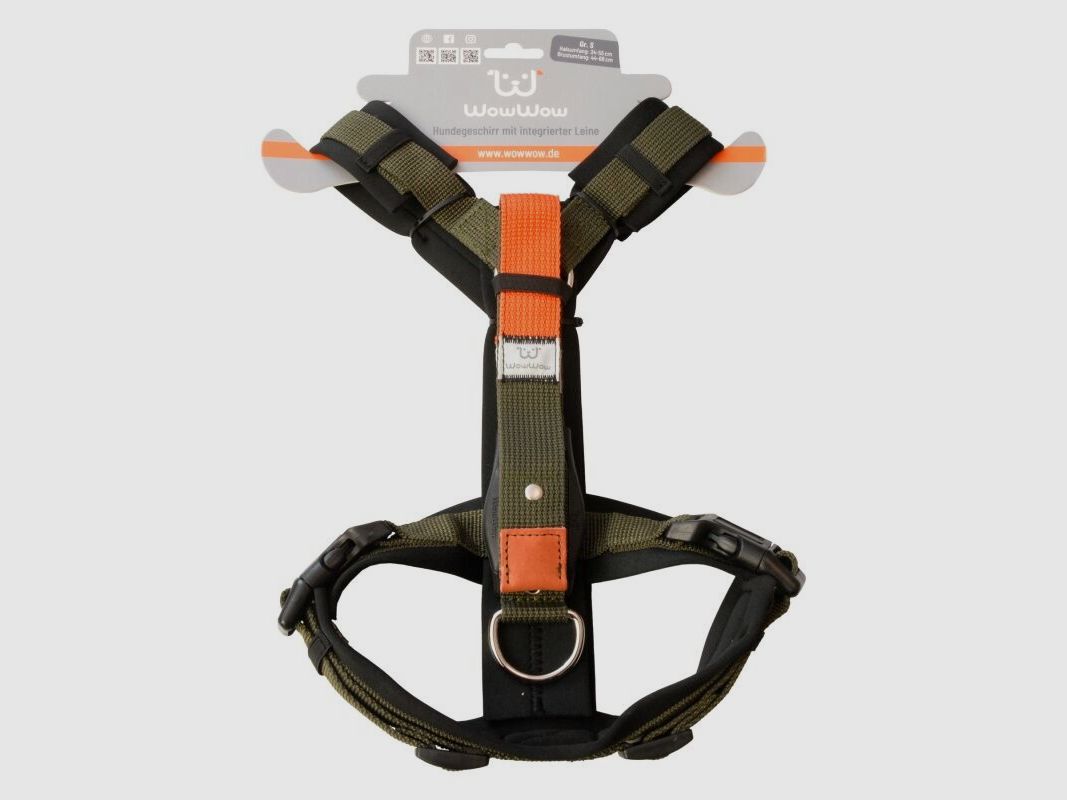 WowWow Hundegeschirr mit integrierter Leine Harness Khaki