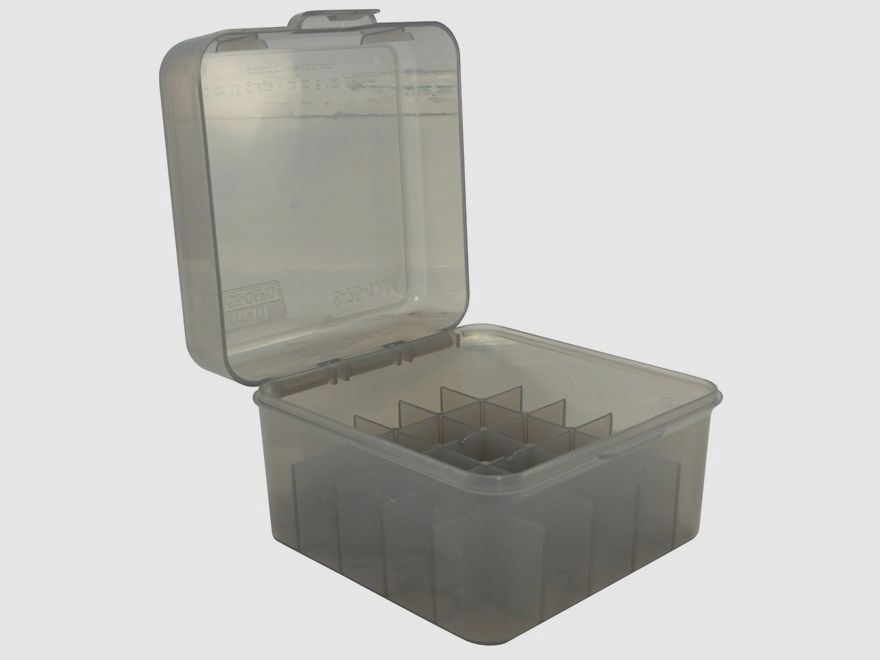 MTM Schrotpatronenbox S25-12M-41 rauch klar mit Klappdeckel für 25 Schrotpatronen .12